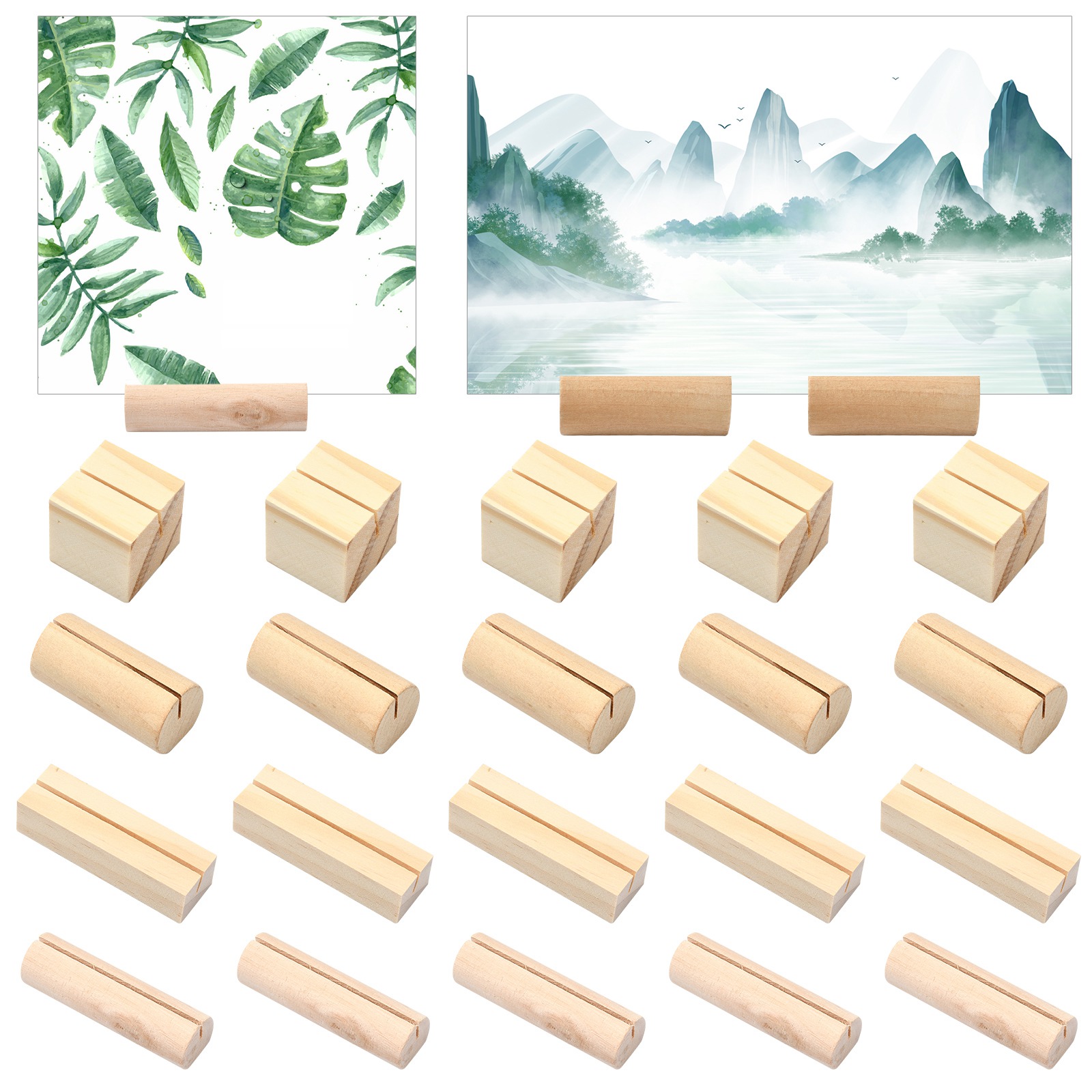 Place Card Holder - 20Pcs 4 Styles Wooden Place Card